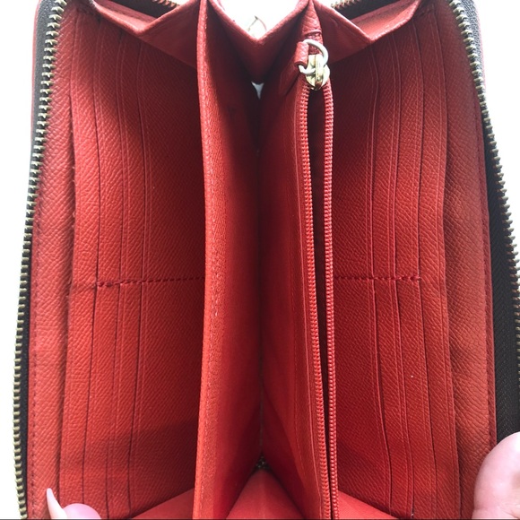 Brown & Orange Coach Leather Accordion Zip Wallet - Picture 6 of 12